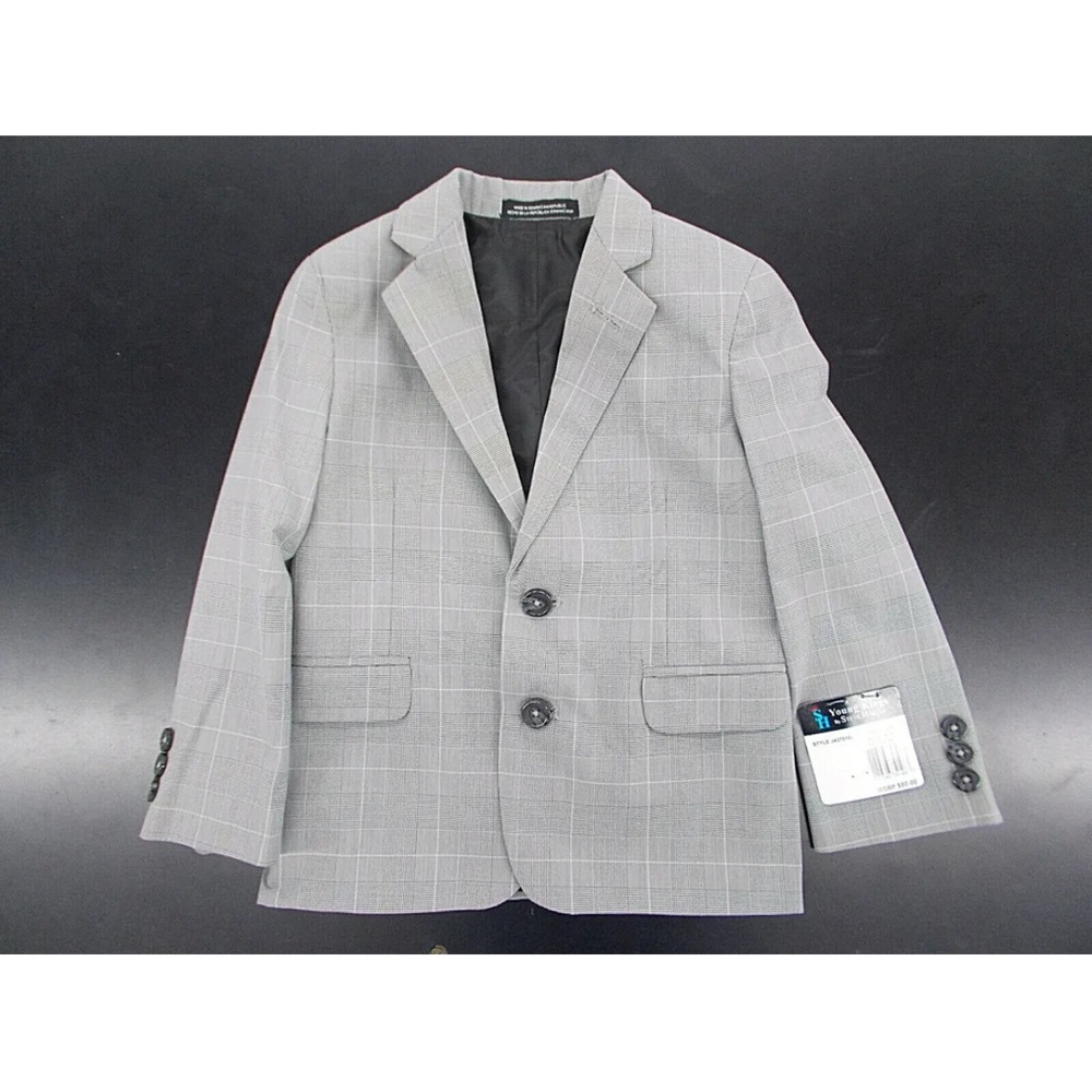 Boys Young Kings by Steve Harvey $80 5pc Black & White Plaid Suit Sizes 7 NWT